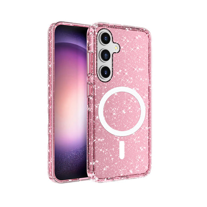 Galaxy S25 Plus Kılıf M-safe Şarj Özellikli Parlayan Simli Saydam Renkli Zore Allstar Kapak