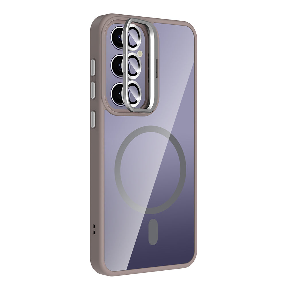 Galaxy S25 Plus Kılıf Standlı ve Kamera Lens Hediyeli M-Safe Şarj Özellikli Zore Etro Kapak