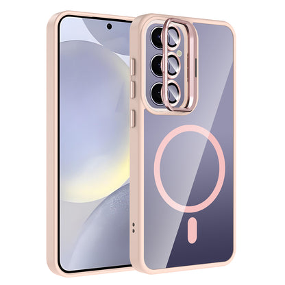 Galaxy S25 Plus Kılıf Standlı ve Kamera Lens Hediyeli M-Safe Şarj Özellikli Zore Etro Kapak