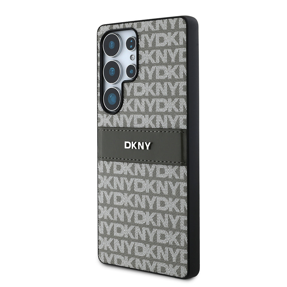 Galaxy S25 Ultra Kılıf DKNY Orjinal Lisanslı Kartlıklı 3D Yazılı Repeat Texture Pattern Kapak