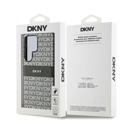 Galaxy S25 Ultra Kılıf DKNY Orjinal Lisanslı Kartlıklı 3D Yazılı Repeat Texture Pattern Kapak