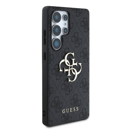 Galaxy S25 Ultra Kılıf Guess Orjinal Lisanslı PU Deri 4G Desenli Metal Büyük 4G ve Yazı Logolu Kapak