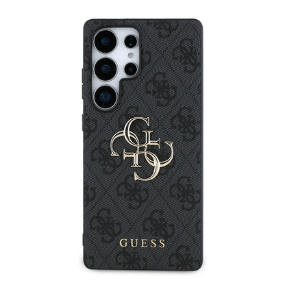 Galaxy S25 Ultra Kılıf Guess Orjinal Lisanslı PU Deri 4G Desenli Metal Büyük 4G ve Yazı Logolu Kapak
