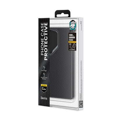 Galaxy S25 Ultra Kılıf Karbon Fiber M-safe Şarj Özellikli Benks Hybrid ArmorPro 600D Kevlar Kapak