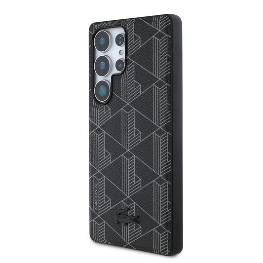 Galaxy S25 Ultra Kılıf Lacoste Orjinal Lisanslı M-safe Şarj Özellikli PU Deri Görünümlü Karışık Monogram Desenli Kapak