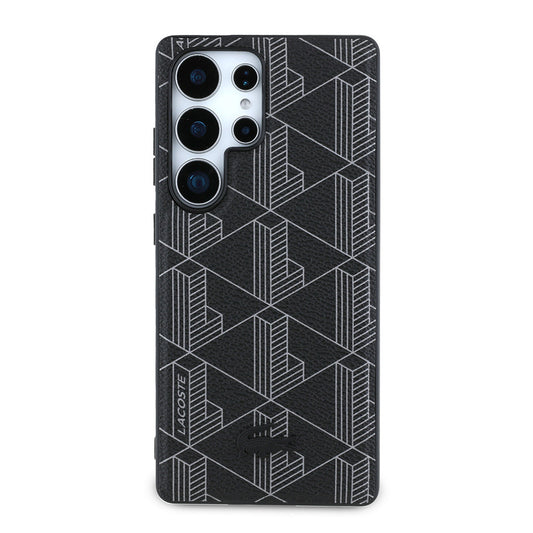 Galaxy S25 Ultra Kılıf Lacoste Orjinal Lisanslı M-safe Şarj Özellikli PU Deri Görünümlü Karışık Monogram Desenli Kapak