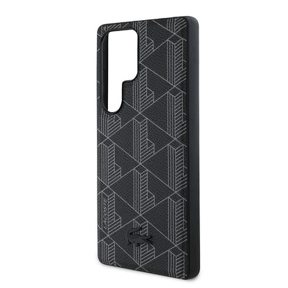Galaxy S25 Ultra Kılıf Lacoste Orjinal Lisanslı M-safe Şarj Özellikli PU Deri Görünümlü Karışık Monogram Desenli Kapak