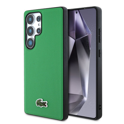 Galaxy S25 Ultra Kılıf Lacoste Orjinal Lisanslı PU Pike Desenli Arka Yüzey İkonik Timsah Dokuma Logolu Kapak