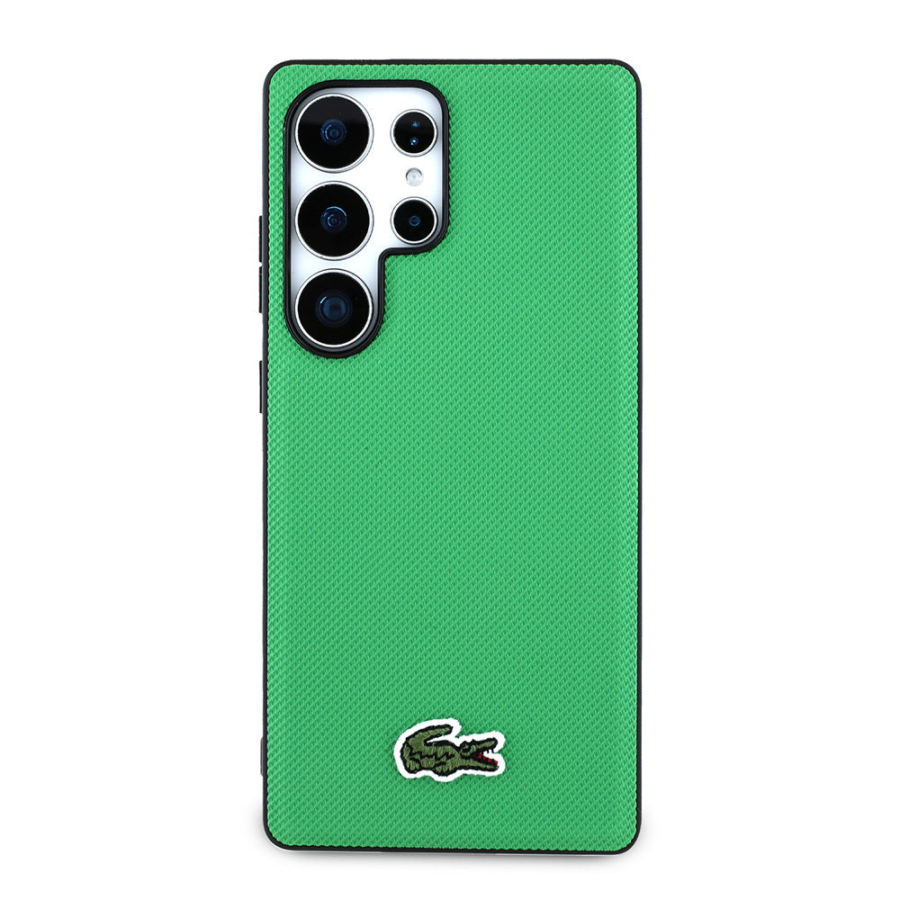 Galaxy S25 Ultra Kılıf Lacoste Orjinal Lisanslı PU Pike Desenli Arka Yüzey İkonik Timsah Dokuma Logolu Kapak