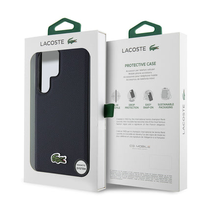 Galaxy S25 Ultra Kılıf Lacoste Orjinal Lisanslı PU Pike Desenli Arka Yüzey İkonik Timsah Dokuma Logolu Kapak