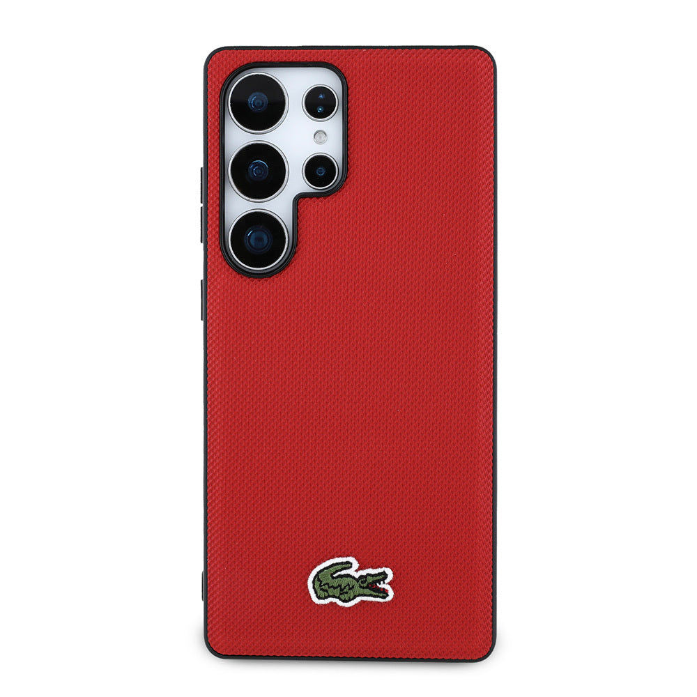 Galaxy S25 Ultra Kılıf Lacoste Orjinal Lisanslı PU Pike Desenli Arka Yüzey İkonik Timsah Dokuma Logolu Kapak
