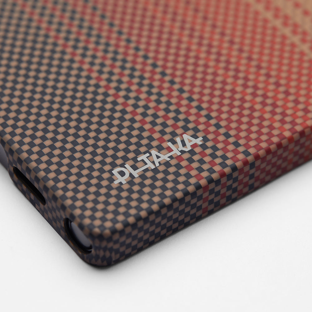 Galaxy S25 Ultra Kılıf M-safe Şarj Özellikli Aramid Fiber Pitaka Tactile Woven Sunset-Moonrise Serisi Kapak