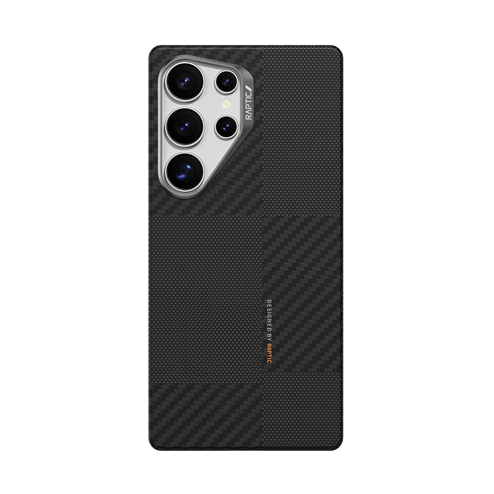 Galaxy S25 Ultra Kılıf M-safe Şarj Özellikli 600D Metal Kamera Çerçeveli Raptic Aramid Fiber Croxx Mondrian Serisi Kapak