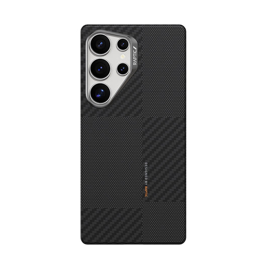 Galaxy S25 Ultra Kılıf M-safe Şarj Özellikli 600D Metal Kamera Çerçeveli Raptic Aramid Fiber Croxx Mondrian Serisi Kapak
