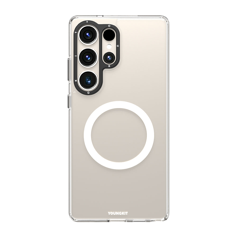 Galaxy S25 Ultra Kılıf M-safe Şarj Özellikli Cam Arka Yüzey TPU Youngkit Gemstone Serisi Kapak