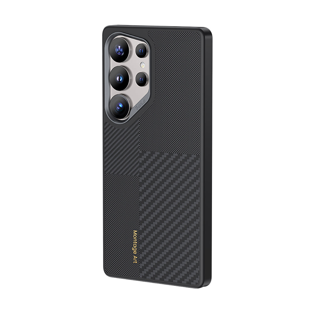 Galaxy S25 Ultra Kılıf M-safe Şarj Özellikli Karbon Fiber Benks Montage Hybrid ArmorPro Kevlar Kapak
