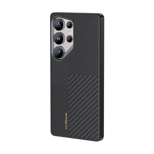 Galaxy S25 Ultra Kılıf M-safe Şarj Özellikli Karbon Fiber Benks Montage Hybrid ArmorPro Kevlar Kapak