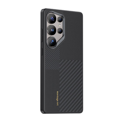 Galaxy S25 Ultra Kılıf M-safe Şarj Özellikli Karbon Fiber Benks Montage Hybrid ArmorPro Kevlar Kapak