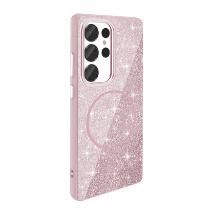 Galaxy S25 Ultra Kılıf M-safe Şarj Özellikli Parlayan Simli Zore Okso Kapak