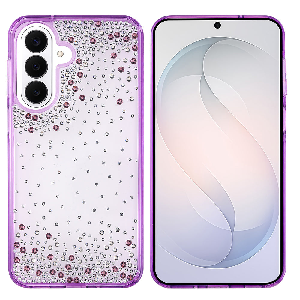 Galaxy S26 Kılıf Airbag Tasarımlı Damla Taşlı Şeffaf Zore Pera Silikon Kapak