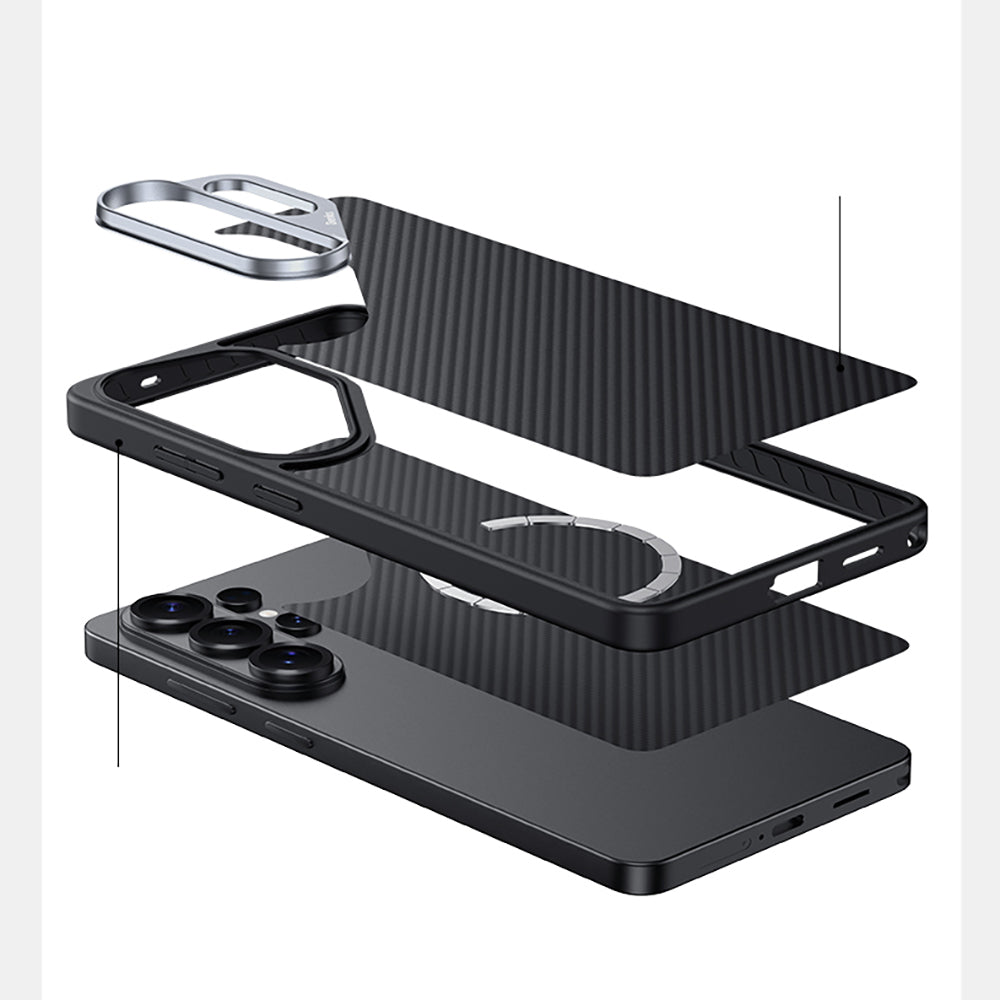 Galaxy S26 Kılıf Karbon Fiber M-safe Şarj Özellikli Benks Hybrid ArmorPro 600D Kevlar Kapak