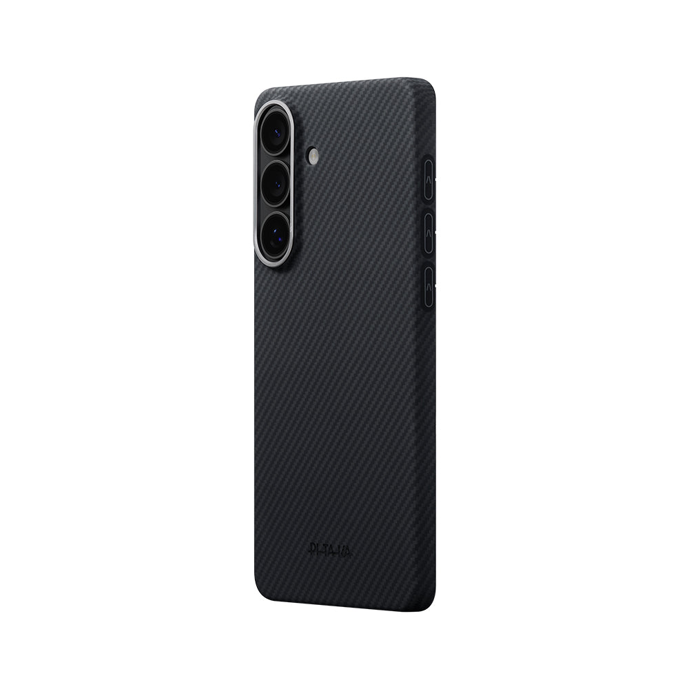 Galaxy S26 Kılıf M-safe Şarj Özellikli 600D Aramid Fiber Pitaka Edge Serisi Black-Grey Twill Kapak
