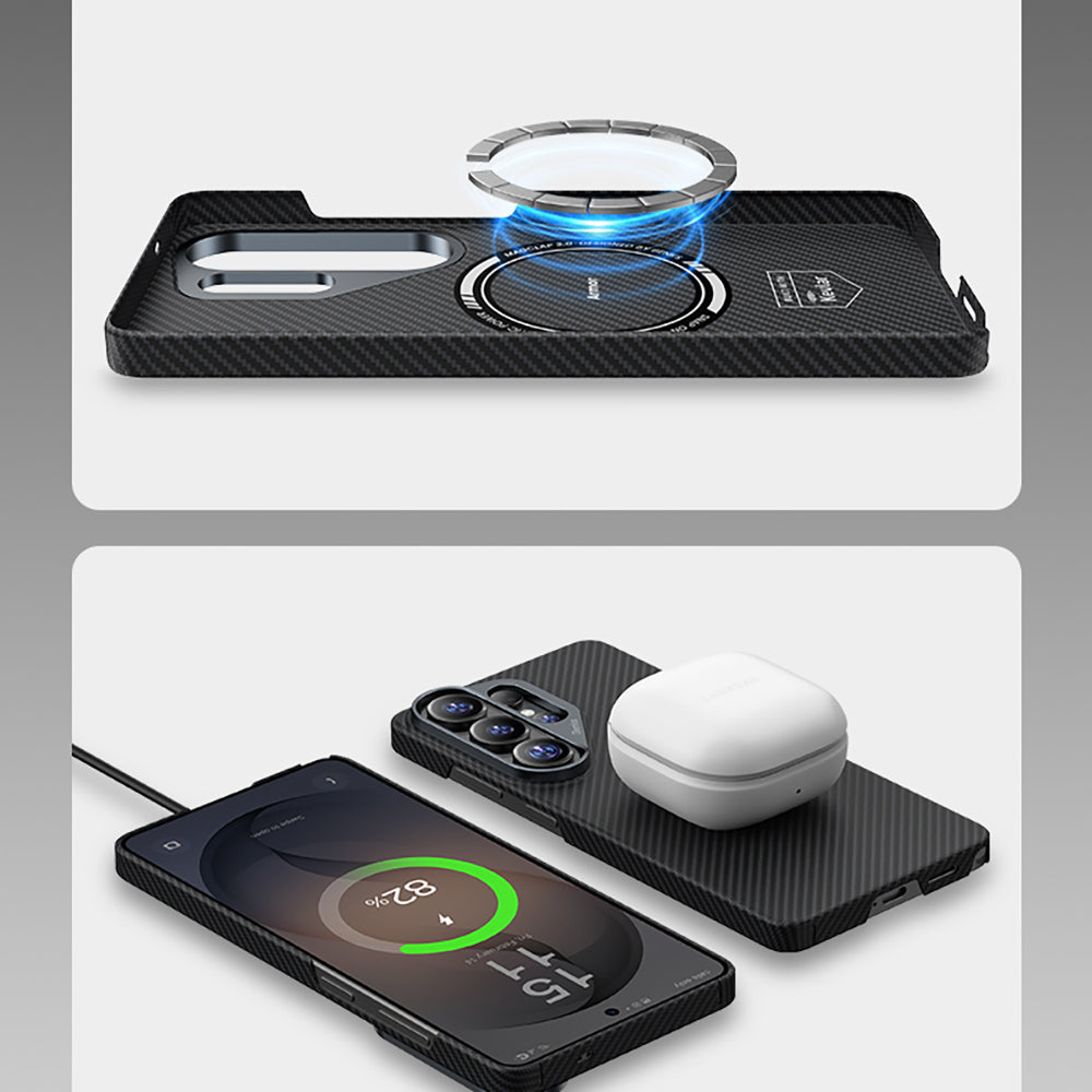 Galaxy S26 Plus Kılıf Benks M-safe Şarj Özellikli Magnetik ArmorAir 600D Kevlar Fiber Kapak