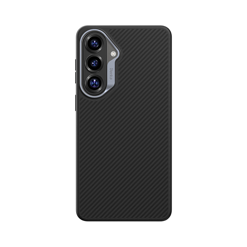 Galaxy S26 Plus Kılıf Karbon Fiber M-safe Şarj Özellikli Benks Hybrid ArmorPro 600D Kevlar Kapak