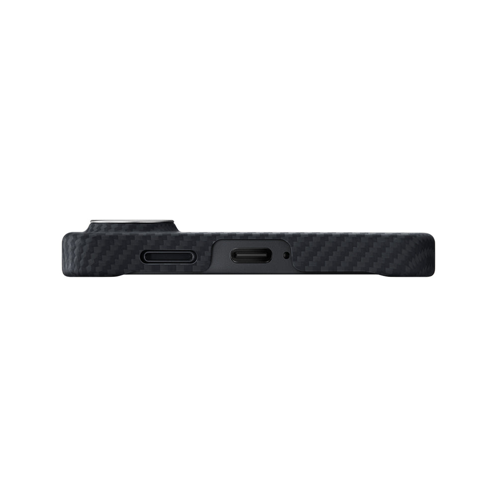 Galaxy S26 Plus Kılıf M-safe Şarj Özellikli 600D Aramid Fiber Pitaka Edge Serisi Black-Grey Twill Kapak