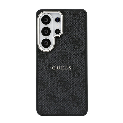Galaxy S26 Ultra Kılıf Guess Orjinal Lisanslı M-safe Şarj Özellikli Metal Kamera Çerçeveli PU Deri 4G Desenli Yazı Logolu Kapak