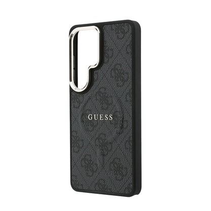 Galaxy S26 Ultra Kılıf Guess Orjinal Lisanslı M-safe Şarj Özellikli Metal Kamera Çerçeveli PU Deri 4G Desenli Yazı Logolu Kapak