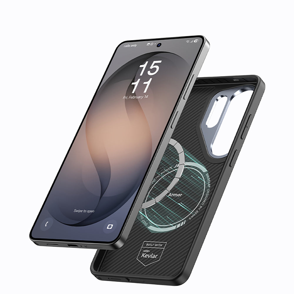 Galaxy S26 Ultra Kılıf Karbon Fiber M-safe Şarj Özellikli Benks Hybrid ArmorPro 600D Kevlar Kapak