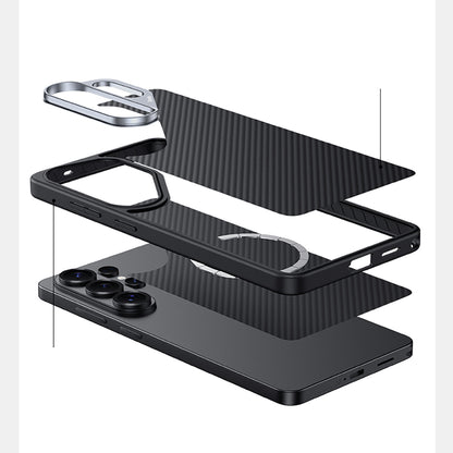 Galaxy S26 Ultra Kılıf Karbon Fiber M-safe Şarj Özellikli Benks Hybrid ArmorPro 600D Kevlar Kapak