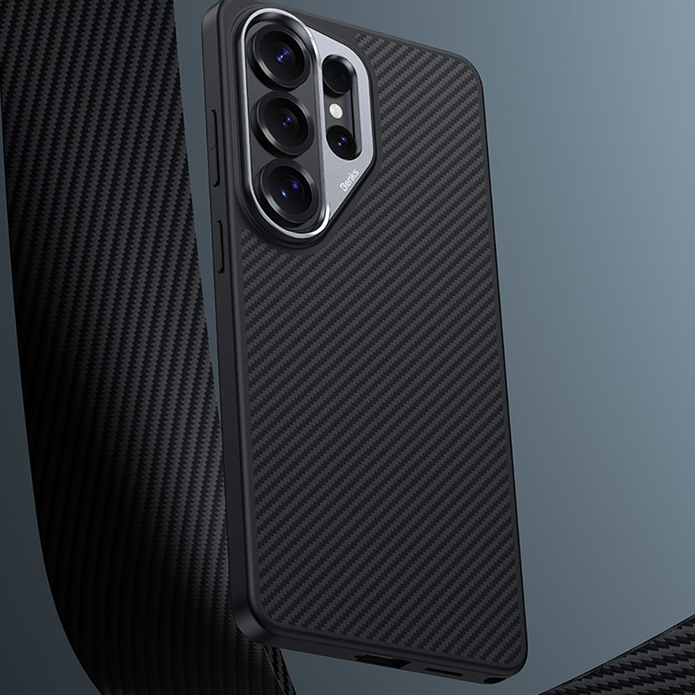Galaxy S26 Ultra Kılıf Karbon Fiber M-safe Şarj Özellikli Benks Hybrid ArmorPro 600D Kevlar Kapak