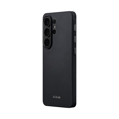 Galaxy S26 Ultra Kılıf M-safe Şarj Özellikli 600D Aramid Fiber Pitaka Cairn Serisi Black-Grey Twill Kapak