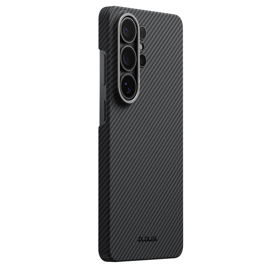 Galaxy S26 Ultra Kılıf M-safe Şarj Özellikli 600D Aramid Fiber Pitaka Ultra-Slim Classic Serisi Black-Grey Twill Kapak