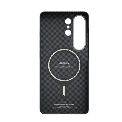 Galaxy S26 Ultra Kılıf M-safe Şarj Özellikli 600D Aramid Fiber Pitaka Ultra-Slim Classic Serisi Black-Grey Twill Kapak