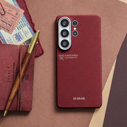 Galaxy S26 Ultra Kılıf M-safe Şarj Özellikli Aramid Fiber Pitaka Harvard University Serisi Kapak