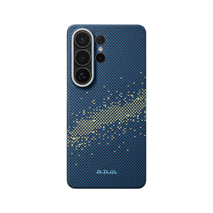 Galaxy S26 Ultra Kılıf M-safe Şarj Özellikli Aramid Fiber Pitaka Tactile Woven Starpeak Edge Serisi Milky Way Galaxy Kapak