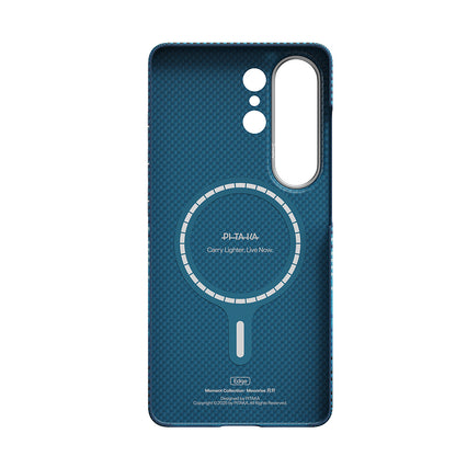 Galaxy S26 Ultra Kılıf M-safe Şarj Özellikli Aramid Fiber Pitaka Tactile Woven Sunset-Moonrise Serisi Kapak