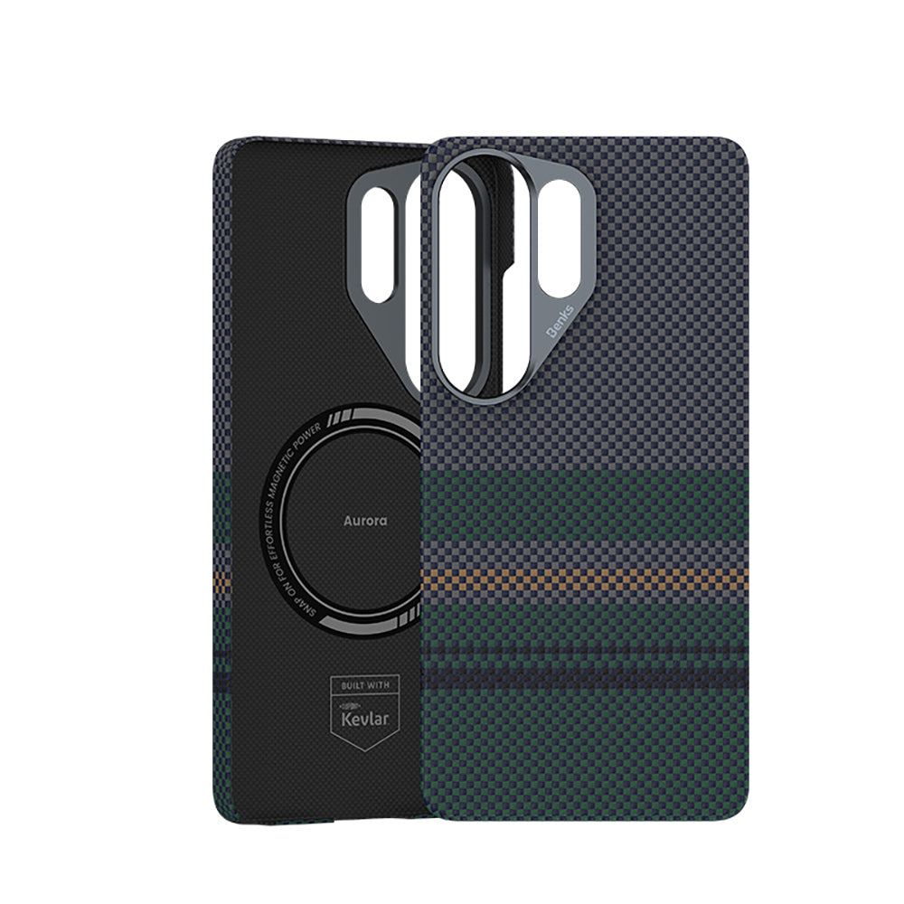 Galaxy S26 Ultra Kılıf M-safe Şarj Özellikli Karbon Fiber Tasarımlı Benks Aurora ArmorAir Kevlar Kapak