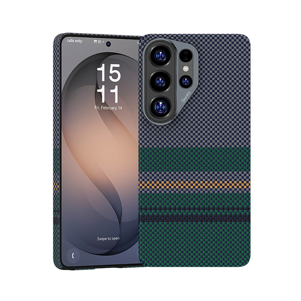 Galaxy S26 Ultra Kılıf M-safe Şarj Özellikli Karbon Fiber Tasarımlı Benks Aurora ArmorAir Kevlar Kapak