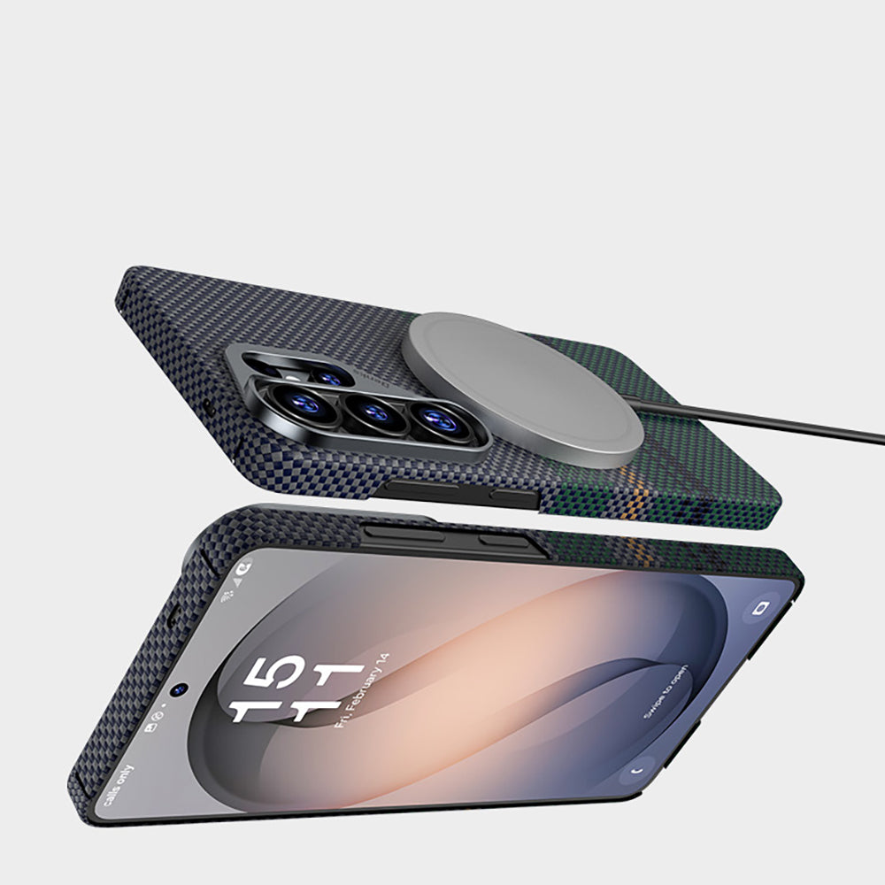 Galaxy S26 Ultra Kılıf M-safe Şarj Özellikli Karbon Fiber Tasarımlı Benks Aurora ArmorAir Kevlar Kapak