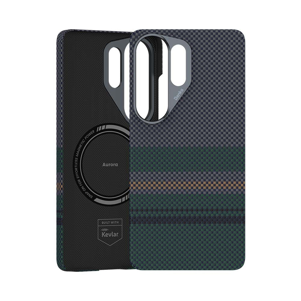 Galaxy S26 Ultra Kılıf M-safe Şarj Özellikli Karbon Fiber Tasarımlı Benks Aurora ArmorPro Kevlar Kapak