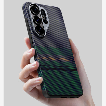 Galaxy S26 Ultra Kılıf M-safe Şarj Özellikli Karbon Fiber Tasarımlı Benks Aurora ArmorPro Kevlar Kapak