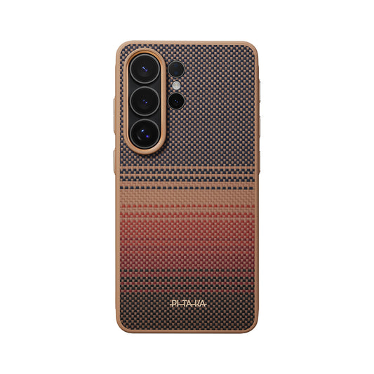 Galaxy S26 Ultra Kılıf M-safe Şarj Özellikli Pitaka Tactile Woven Sunset-Moonrise Aramid Cairn Serisi Kapak