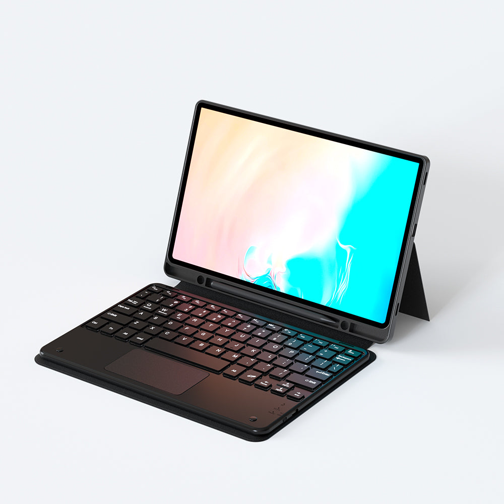 Galaxy Tab S9 FE Plus Zore Border Keyboard Bluetooh Bağlantılı Standlı Klavyeli Tablet Kılıfı