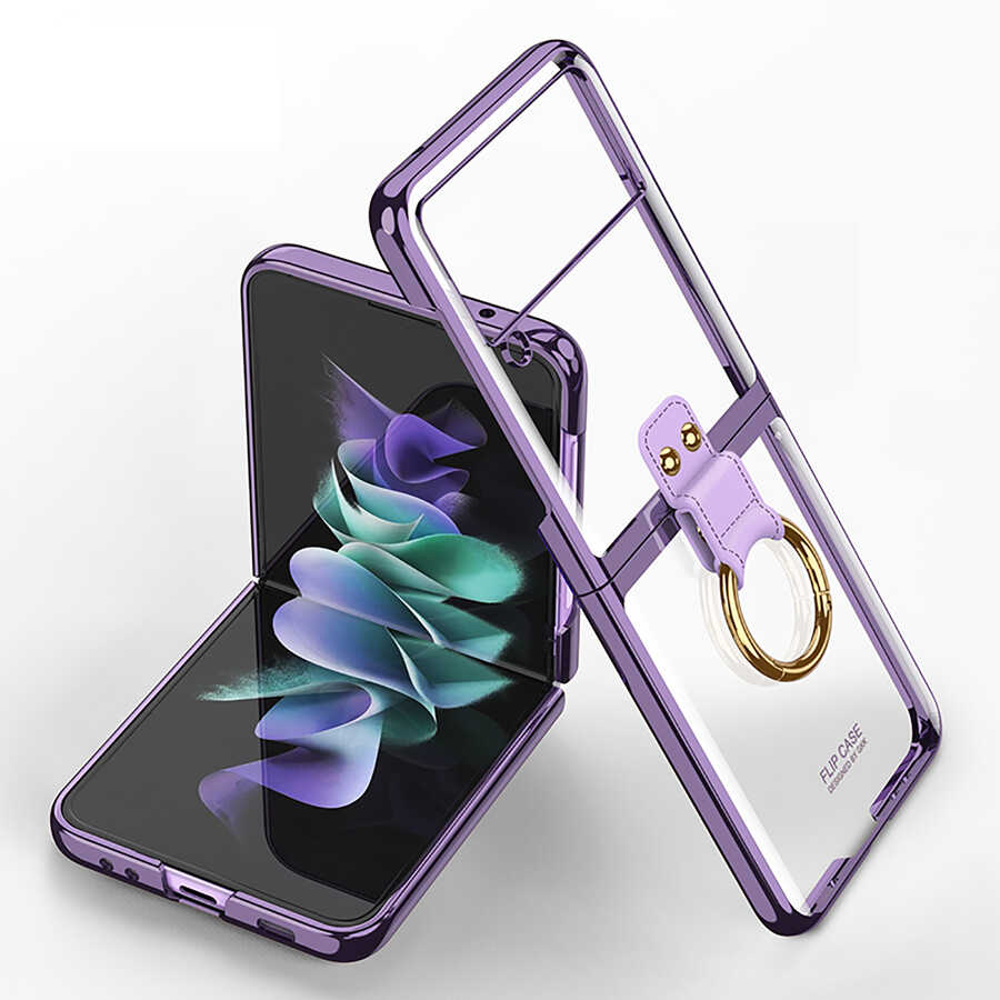 Galaxy Z Flip 3 Kılıf Zore Yüzüklü Kıpta Kapak