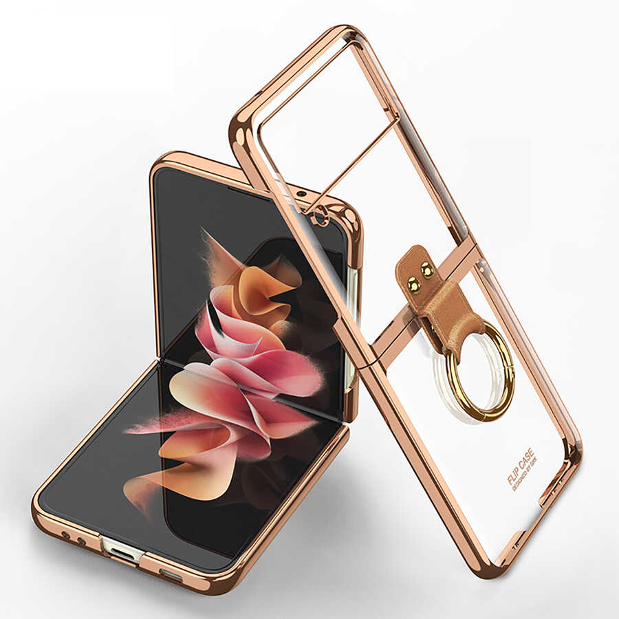 Galaxy Z Flip 3 Kılıf Zore Yüzüklü Kıpta Kapak