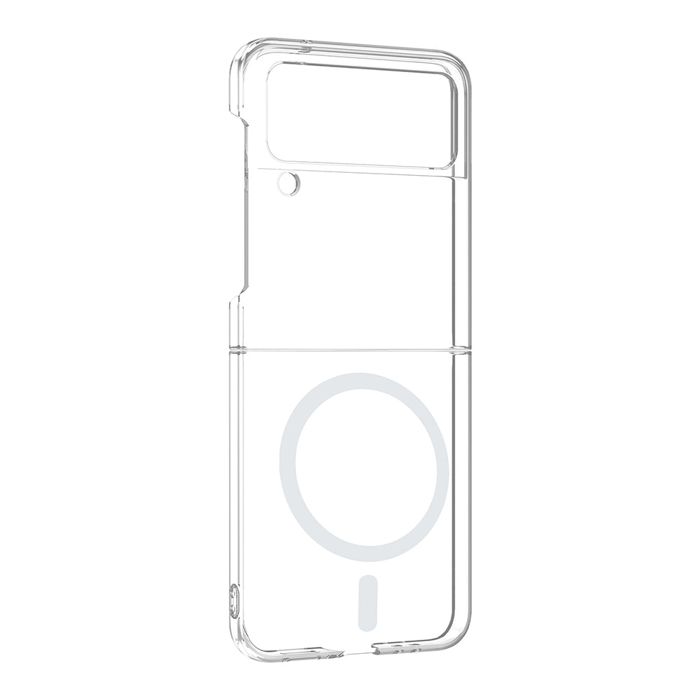 Galaxy Z Flip 4 Kamera Korumalı M-Safe Şarj Özellikli Şeffaf Zore London Sert PC Kapak